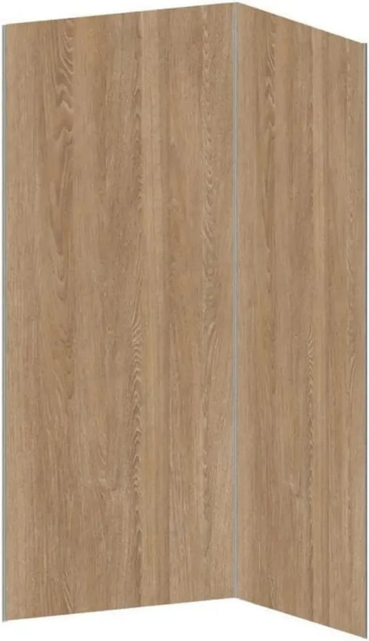 Ensemble de 2 panneaux de douche imitation bois en aluminium avec profilés - 90x120x210 cm - ENEKO