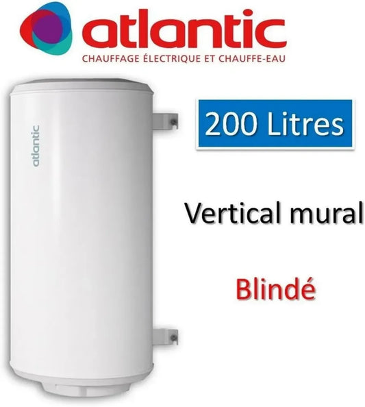 Chauffe-eau Électrique Vertical 200L Atlantic, 2200W, Installation Murale Monophasée