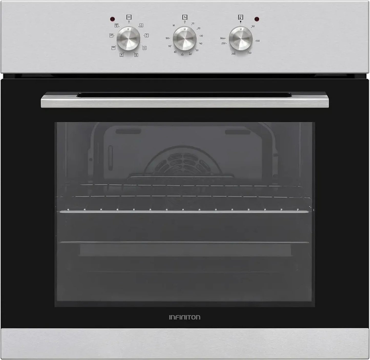 Four électrique multifonction INFINITON en inox, 70L, 3000W, 60cm, 8 programmes, double vitrage, classe énergétique A