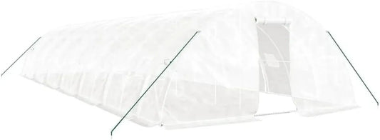 Serre Tunnel de Jardin en Acier Blanc 70 m² - 14x5x2,3 m