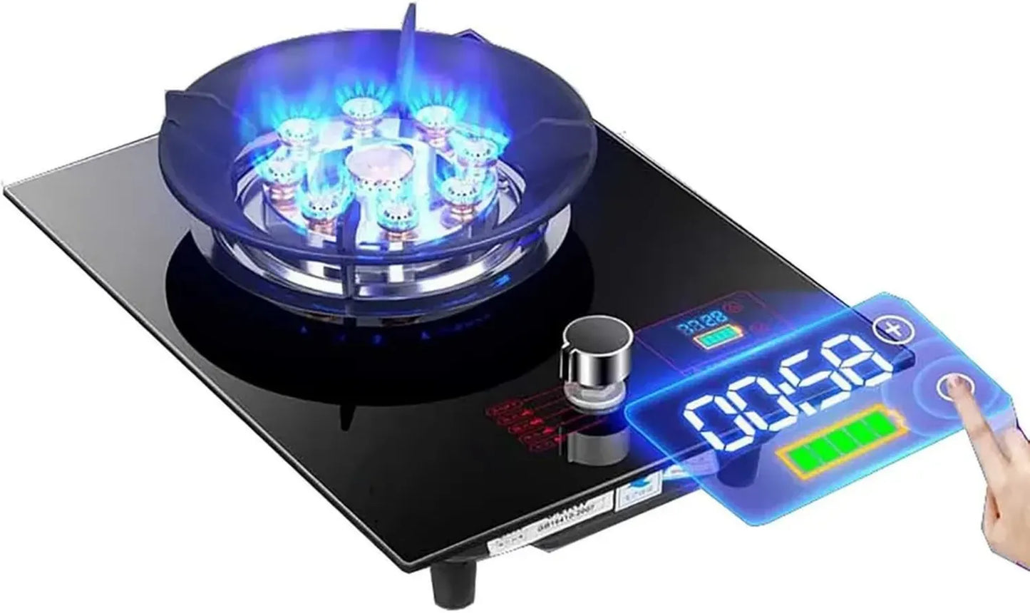 Cuisinière à Gaz avec Minuterie, 5.2 KW en Verre Trempé pour Cuisine, Idéale pour Camping avec Support Wok en Fonte (Taille : GPL)