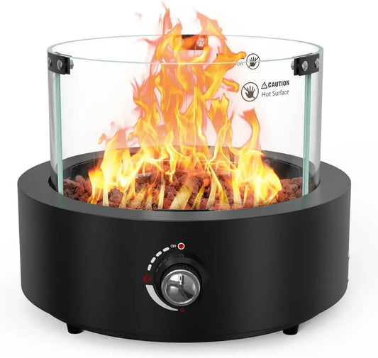 Table de Foyer à Gaz Onlyfire avec Protection en Verre, Chauffage Extérieur pour Terrasse et Jardin