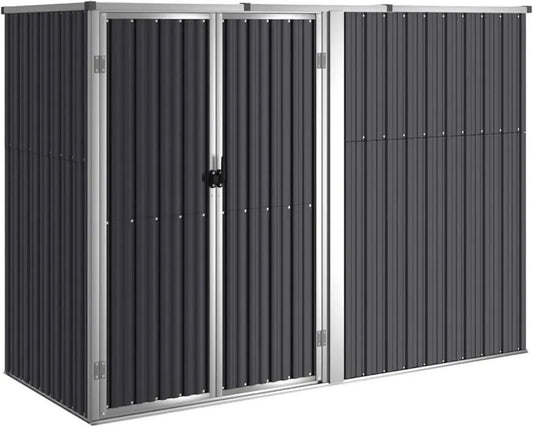 Abri de jardin en acier galvanisé anthracite, grande capacité de rangement, résistant aux intempéries, 225 x 89 x 161 cm