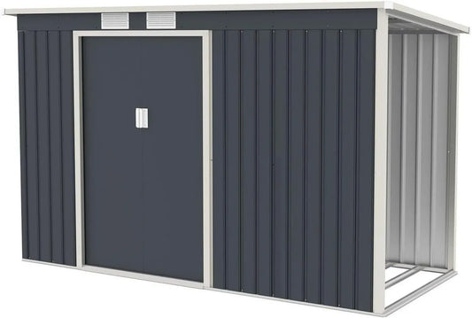 Cabane de Jardin en Métal avec Porte Coulissante et Ventilation - Remise à Bois Inclus