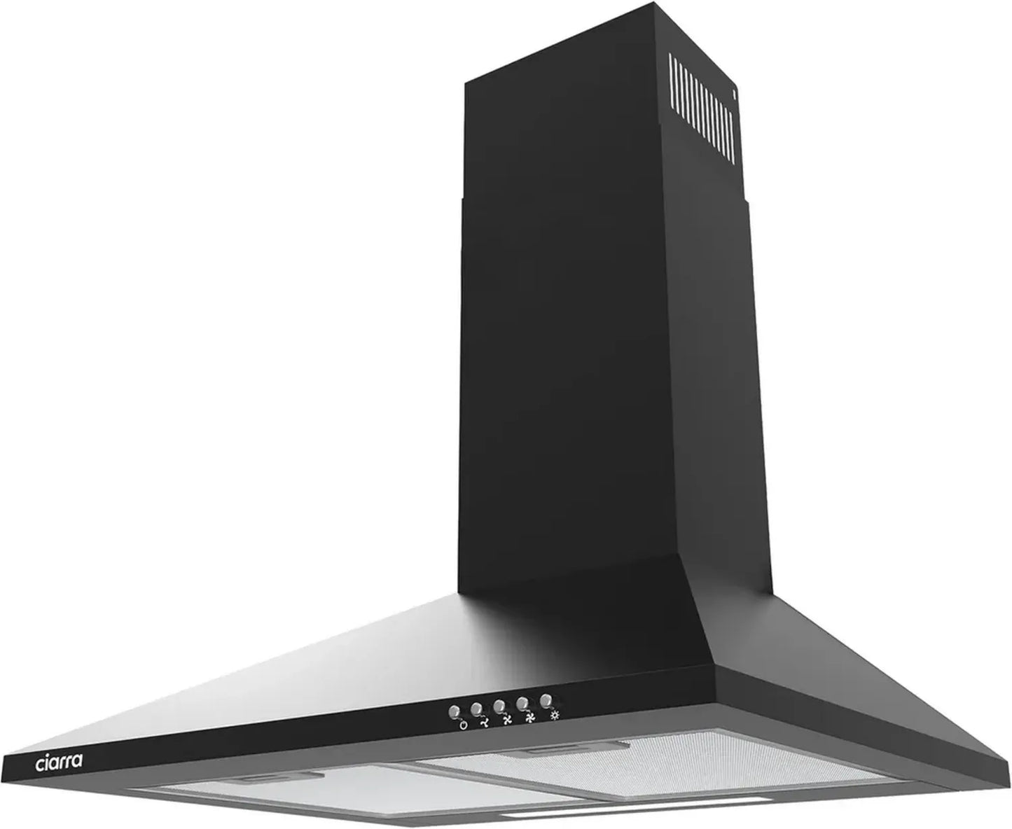 CIARRA Hotte Murale 60cm, 370 m³/h, Éclairage LED, Noir - Sans Filtre à Charbon