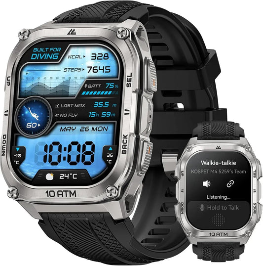 Montre Intelligente Homme KOSPET Tank M4, GPS Intégré, Étanche 10ATM, Autonomie 50 Jours, Suivi Santé, Appels Bluetooth, Compatible Android & iOS