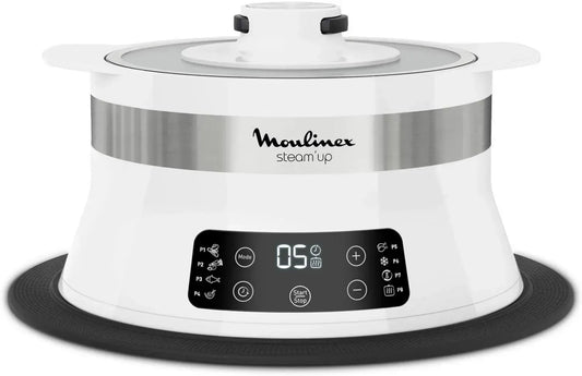 Cuiseur Vapeur Moulinex Steam Up - 8 Programmes, Adaptable, Nettoyage Facile, Blanc