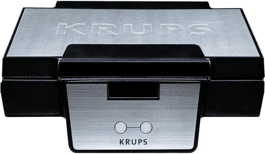 Krups Gaufrier Double FDK251, Gaufres Belges, Plaques Antiadhésives, Poignée Isolée, 850W, Noir