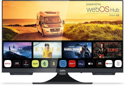 Téléviseur Intelligent Cello 24'' 12V pour Camping-Cars, WebOS Rapide, Bluetooth