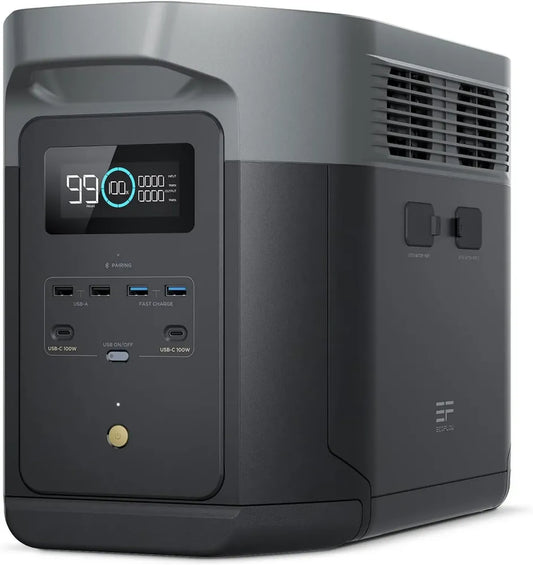 Générateur Solaire Silencieux EcoFlow DELTA 2 Max 2048Wh, Recharge Rapide LFP 3000 Cycles 3100W