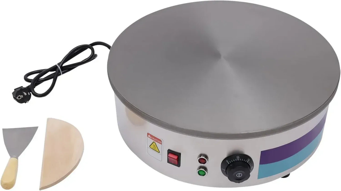 Crêpière Électrique Professionnelle 220V, Plaque de 45 cm pour Crêpes, Pancakes et Omelettes