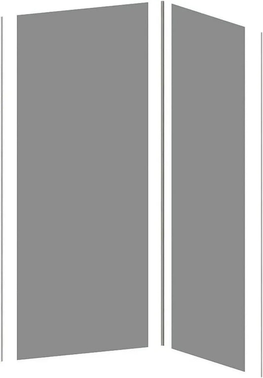 Ensemble de 2 panneaux de douche en aluminium gris avec profils - 90 x 120 x 210 cm