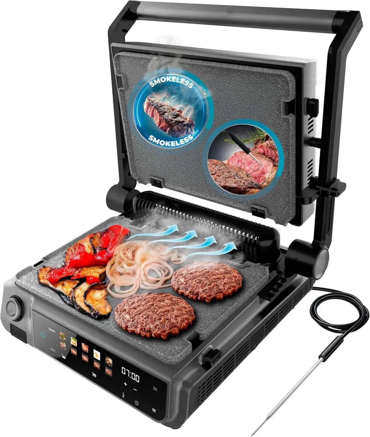 Gril Électrique Cecotec Rock'nGrill 2000W avec Plaques Réversibles et Bac à Graisse