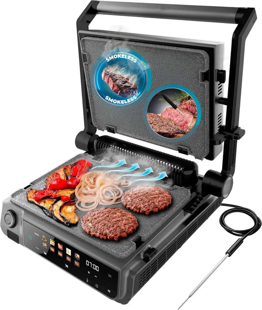Gril Électrique Cecotec Rock'nGrill 2000W avec Plaques Réversibles et Bac à Graisse